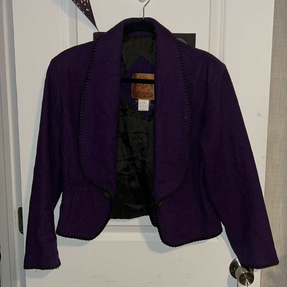 Purple wool cropped blazer jacket